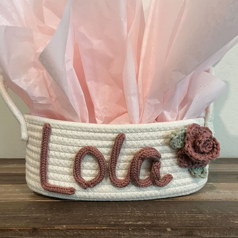 Baby Gift Rose Basket Customized Rope Basket Home Decor