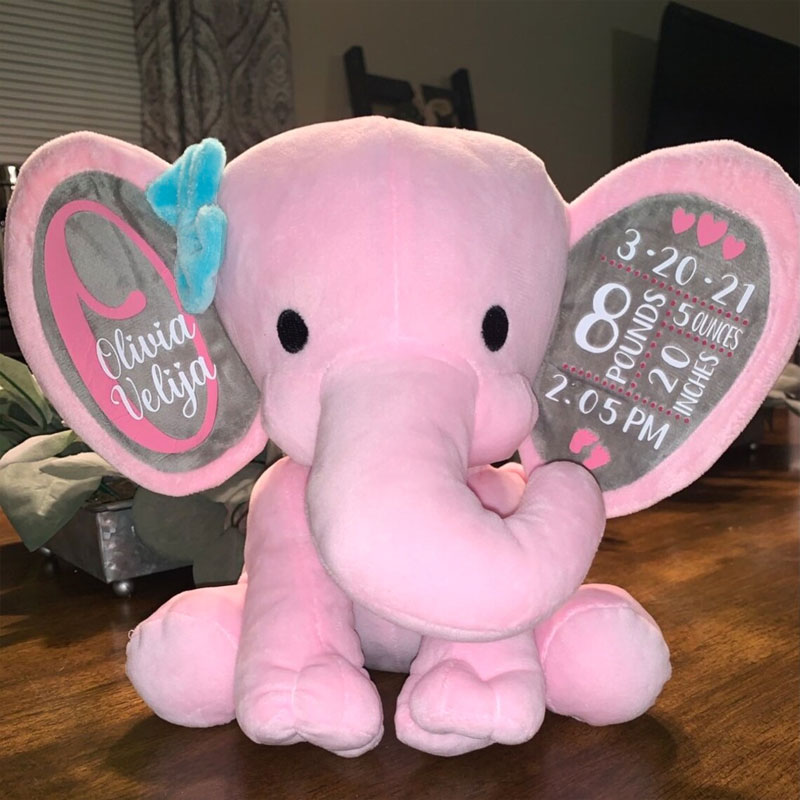 Birth Stat Elephant, Personalized Elephant, New Baby Gift