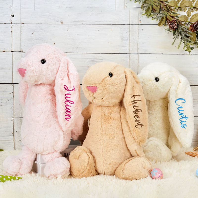Custom Bunny Rabbit Plush,Embroidered Easter Plush Toy