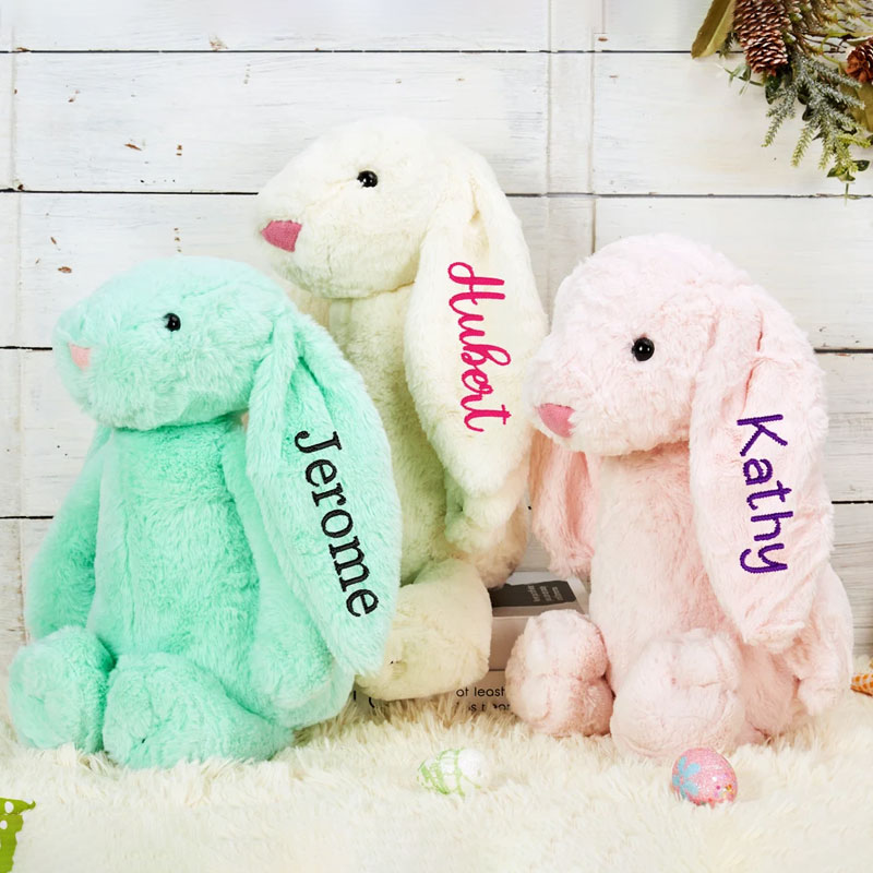 Custom Bunny Rabbit Plush,Embroidered Easter Plush Toy
