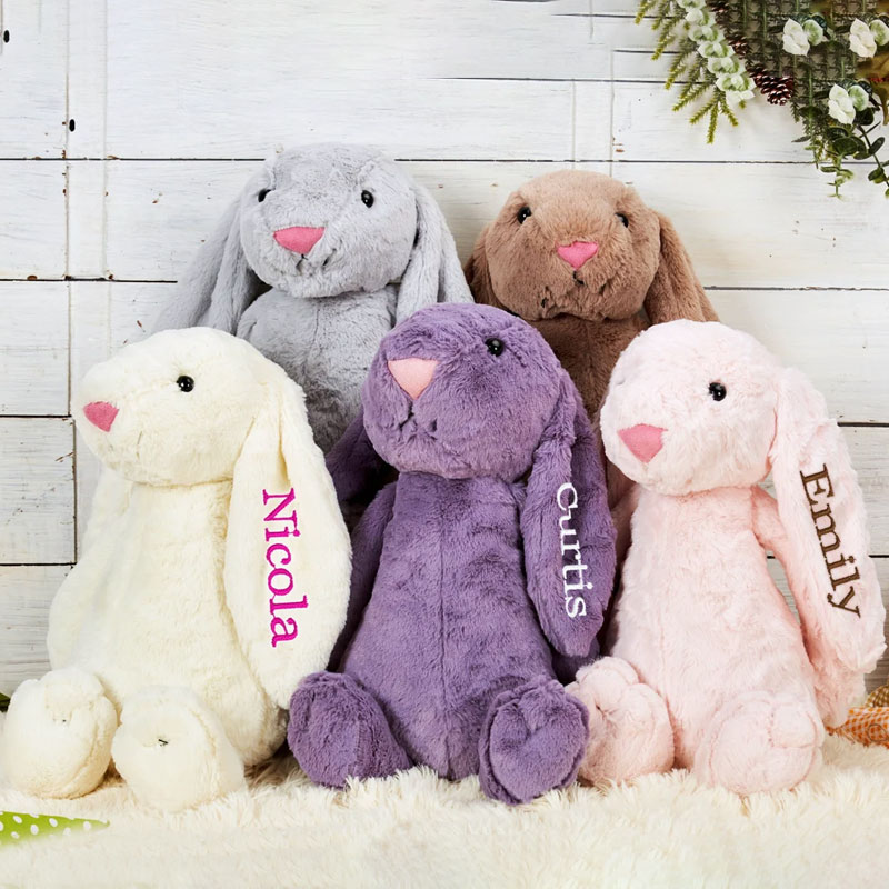 Custom Bunny Rabbit Plush,Embroidered Easter Plush Toy