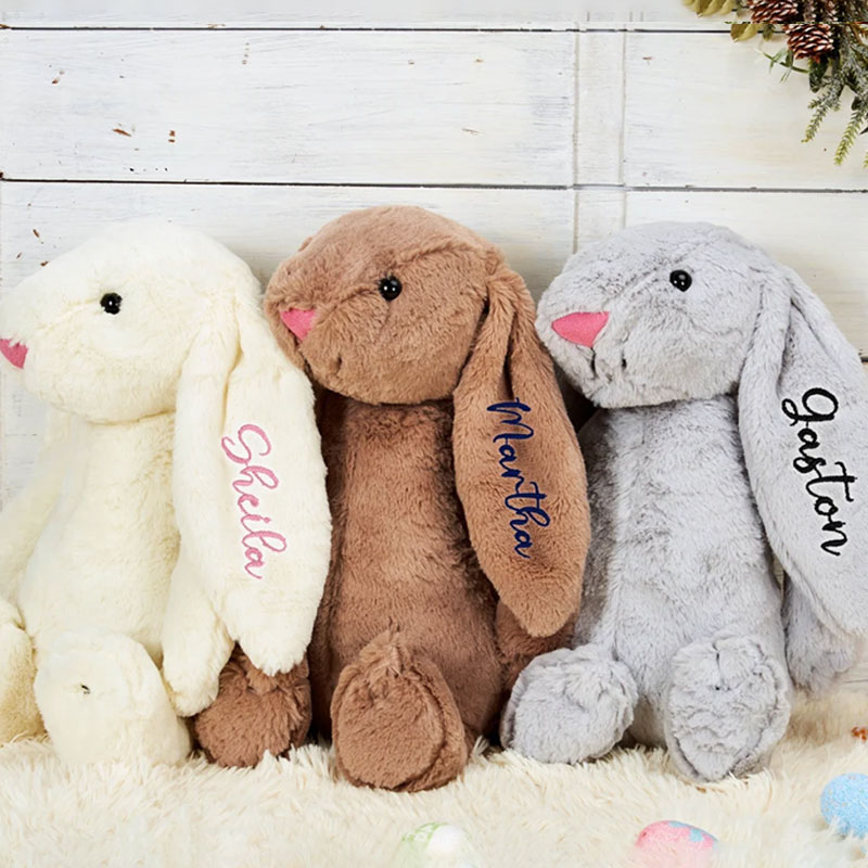 Custom Bunny Rabbit Plush,Embroidered Easter Plush Toy