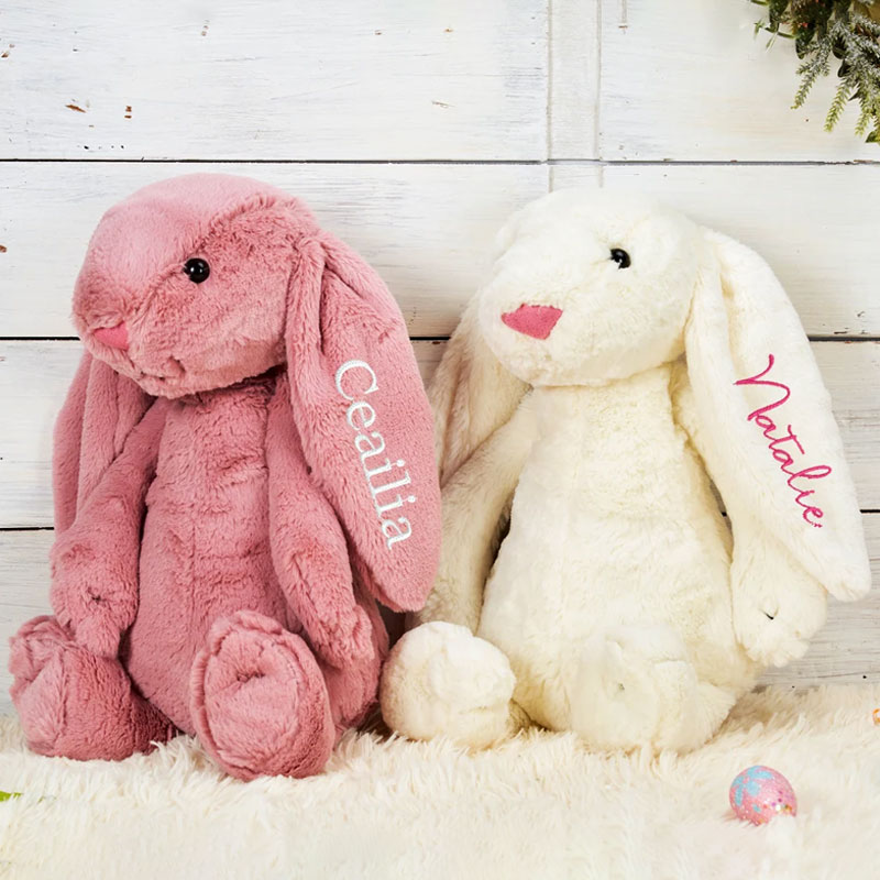 Custom Bunny Rabbit Plush,Embroidered Easter Plush Toy