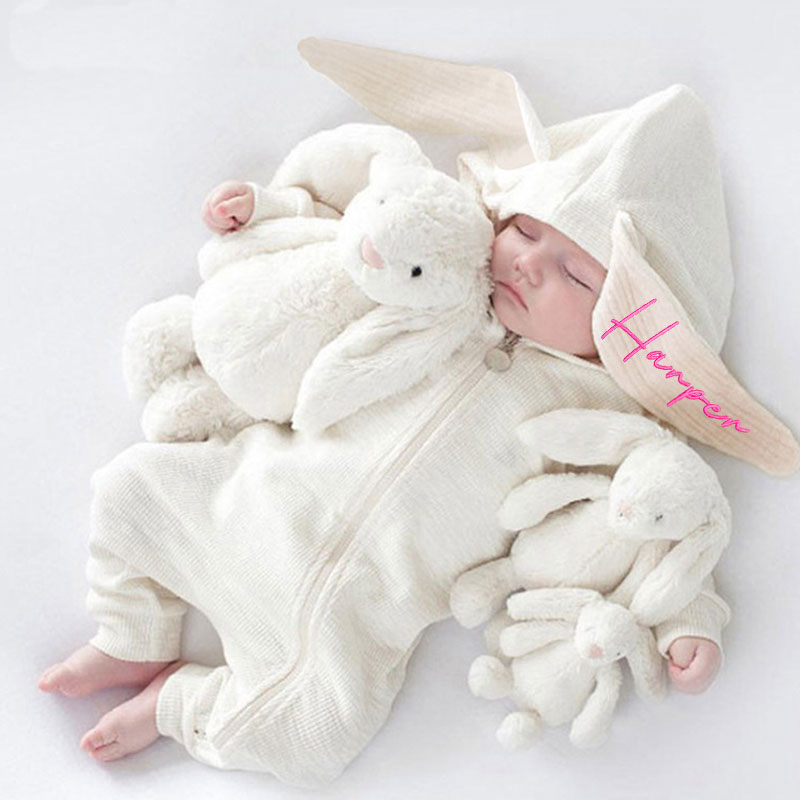 Custom Embroidered Bunny Romper with Name on the Ear