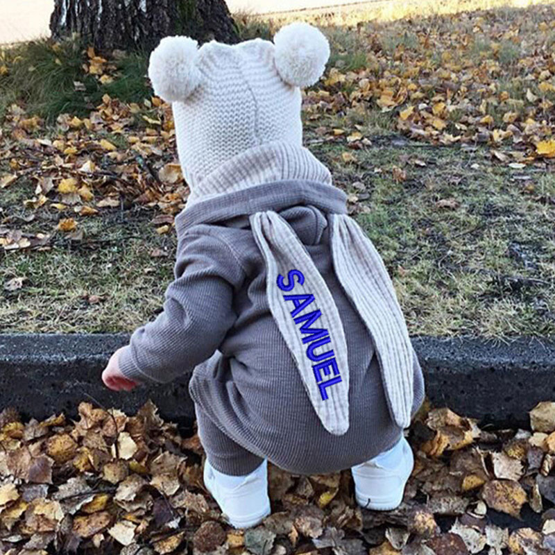 Custom Embroidered Bunny Romper with Name on the Ear