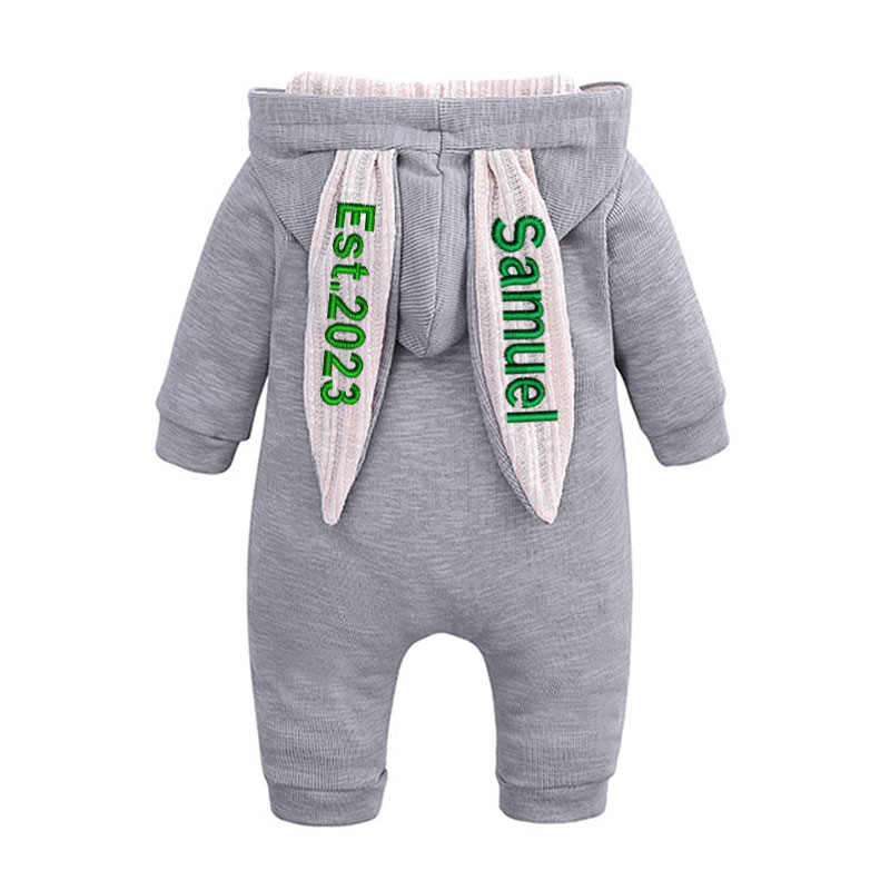 Custom Embroidered Bunny Romper with Name on the Ear