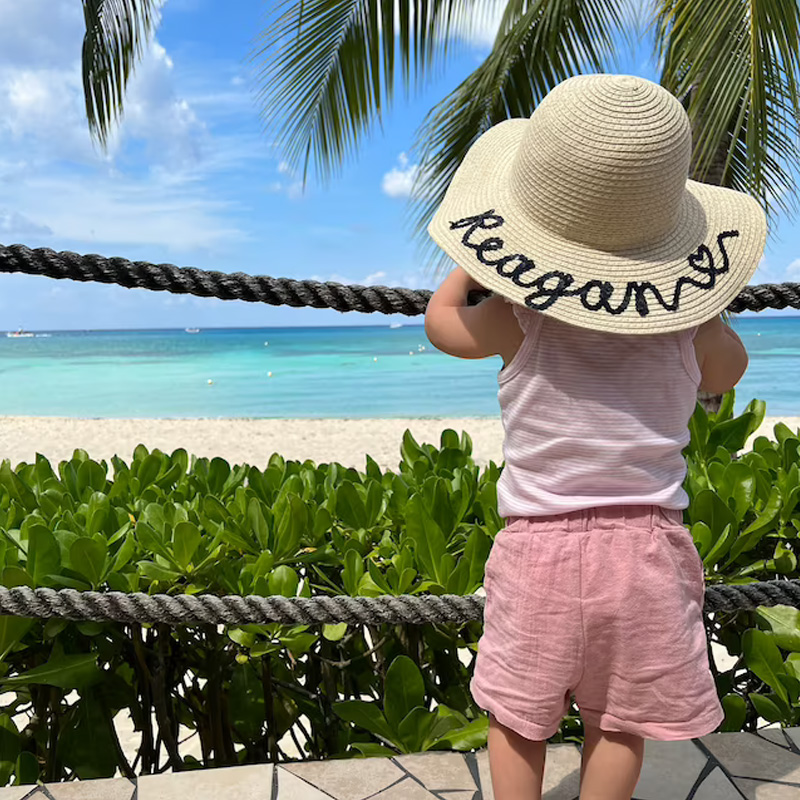 Custom Named Toddler Sun Hat, Baby Straw Sunhat