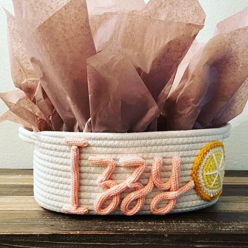 Customized Rope Basket Baby Shower Gift Baby Name With Rainbow