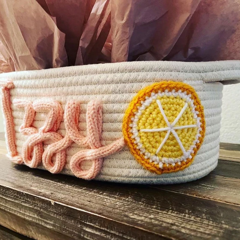 Customized Rope Basket Baby Shower Gift Baby Name With Rainbow