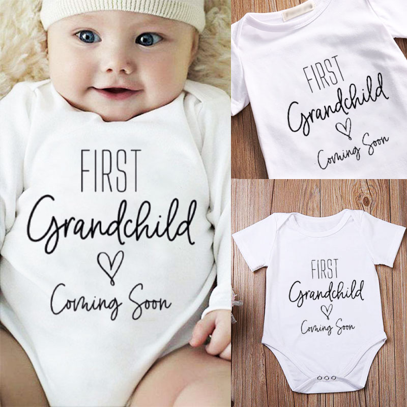 First Grandchild Baby bodysuit Grandparents Pregnancy Announcement Coming Soon