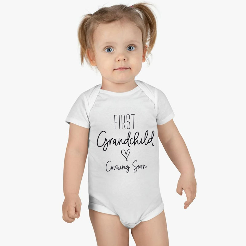 First Grandchild Baby bodysuit Grandparents Pregnancy Announcement Coming Soon