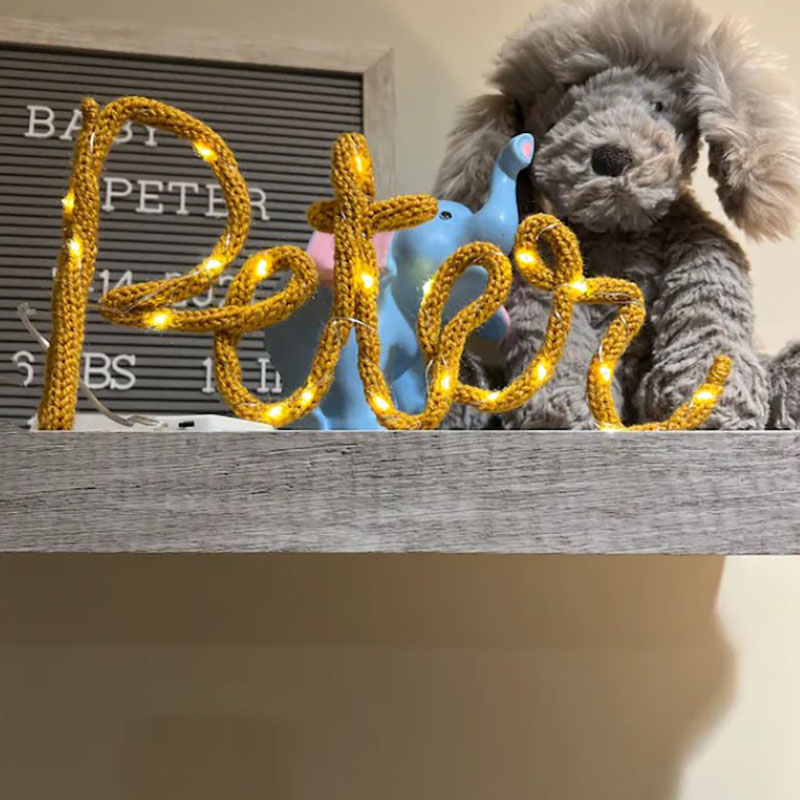 Knitted Name Light Handmade Fairy Lights Name Light Decoration