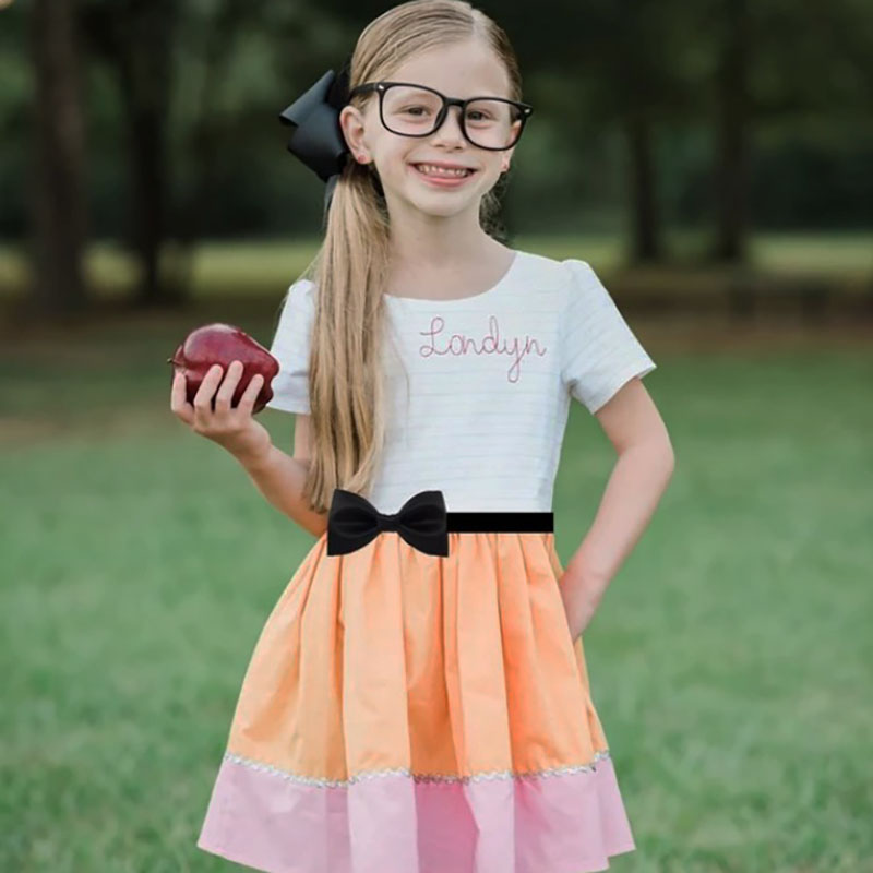 Personalized Girls Pencil Dress Girls First Day of School Dress