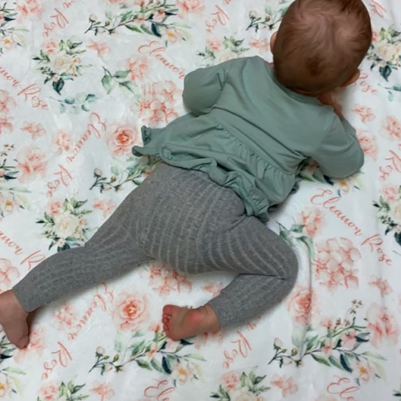 Personalized Pink Flower Throw Baby Blanket