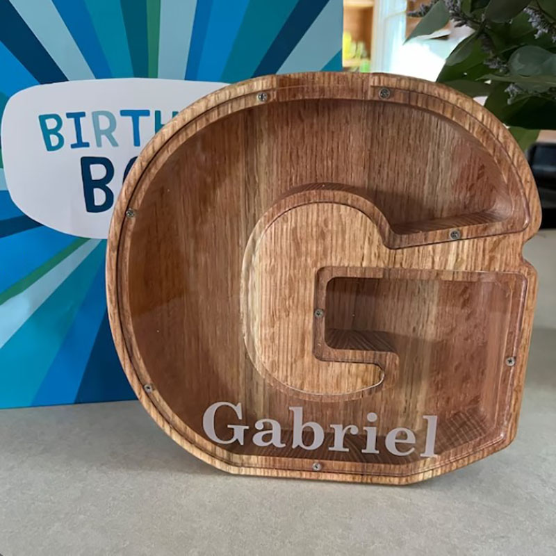 Personalized Letter  Piggy Bank, Wood Gift For Kids