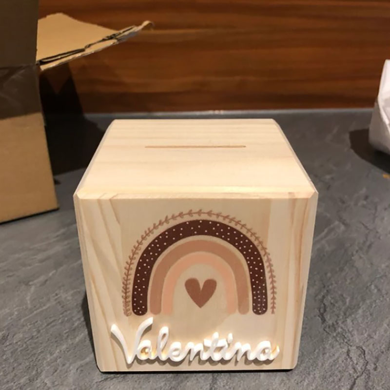 Personalized Wood Rainbow Money box Baby Gift