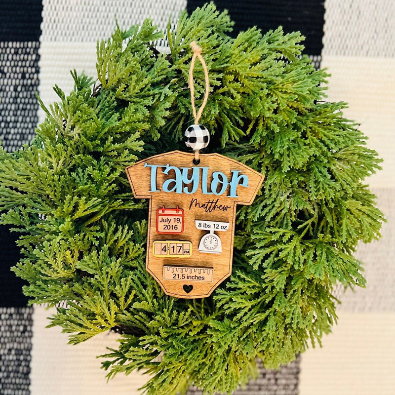 Personalized New Baby Keepsake Ornament Baby Stats Ornament