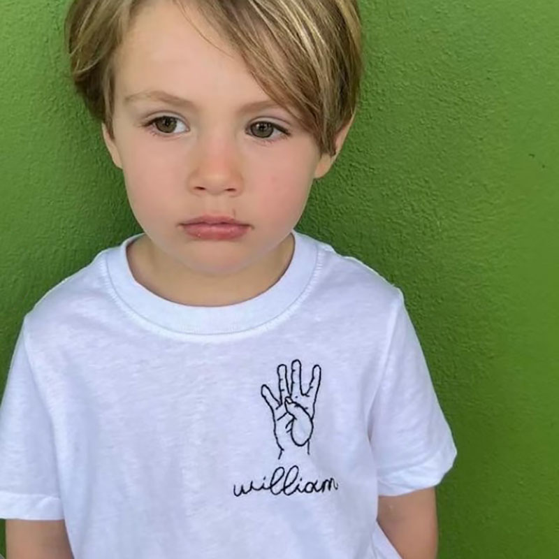 This Many Happy Birthday Tee Embroidery Shirt Custom Handmade Hand Holding Up Fingers