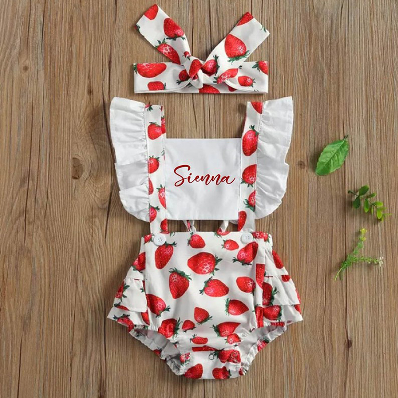 Personalized Leopard Cute Strawberry Infant Baby Outfit