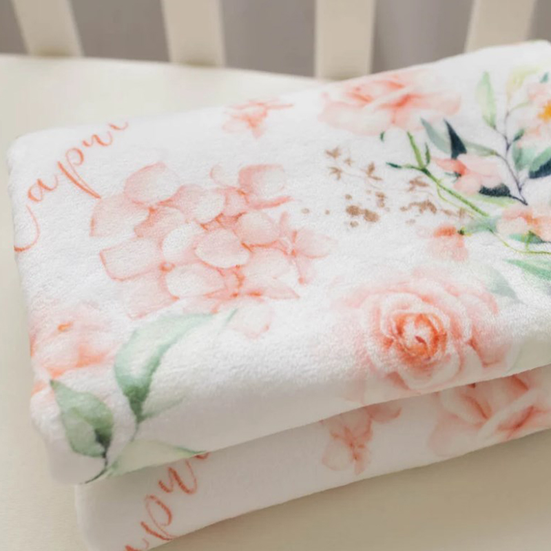 Personalized Pink Flower Throw Baby Blanket