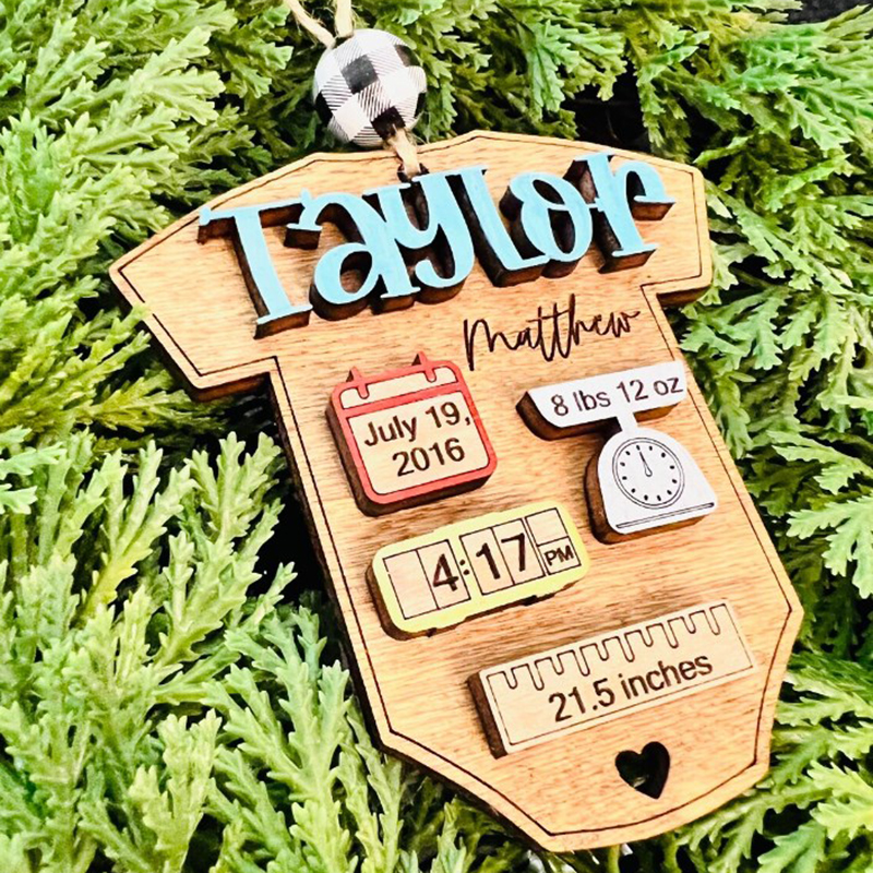 Personalized New Baby Keepsake Ornament Baby Stats Ornament