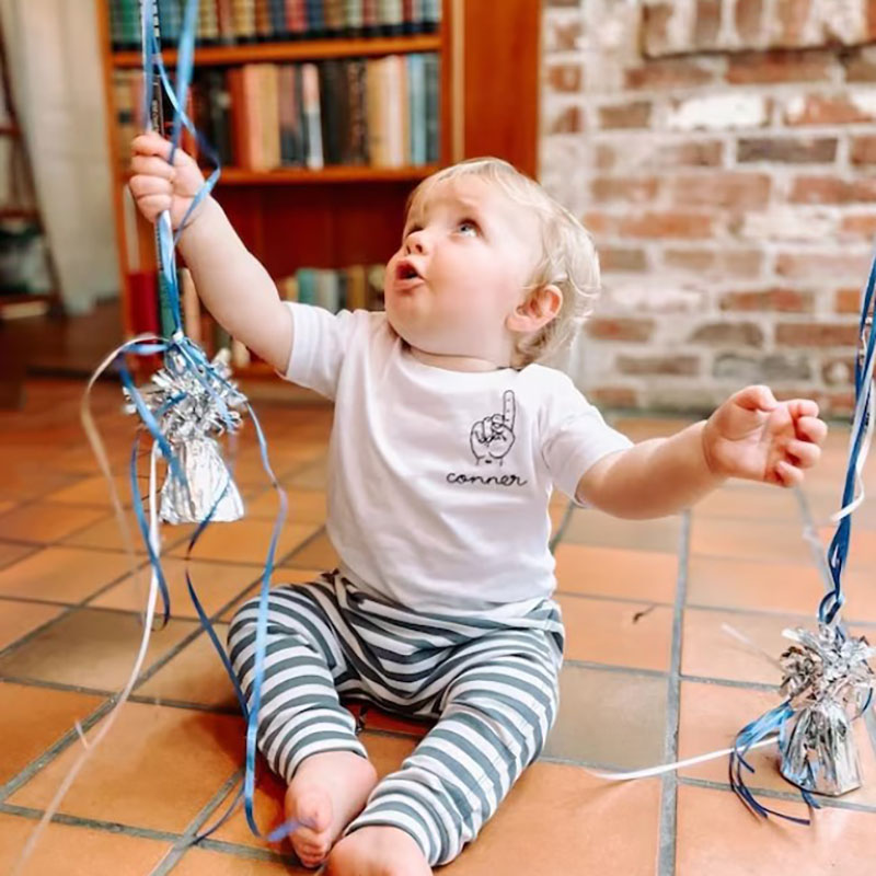 This Many Happy Birthday Tee Embroidery Shirt Custom Handmade Hand Holding Up Fingers