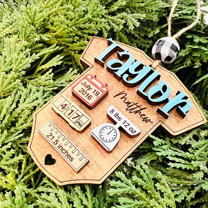 Personalized New Baby Keepsake Ornament Baby Stats Ornament
