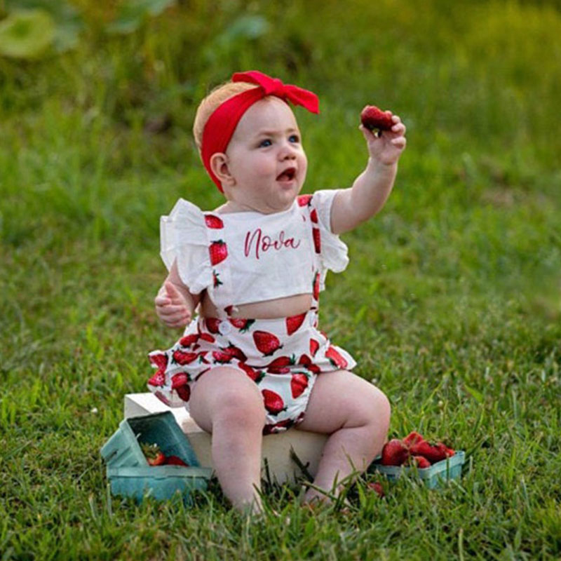 Personalized Leopard Cute Strawberry Infant Baby Outfit