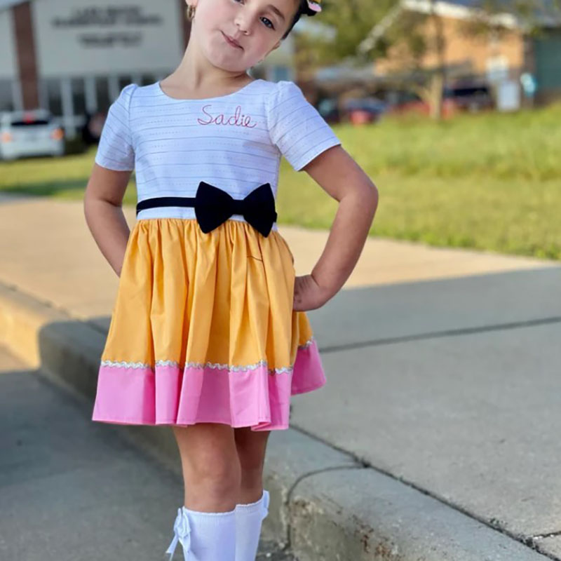 Personalized Girls Pencil Dress Girls First Day of School Dress