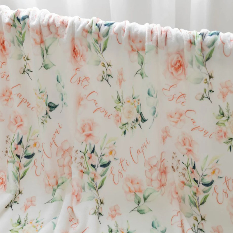 Personalized Pink Flower Throw Baby Blanket