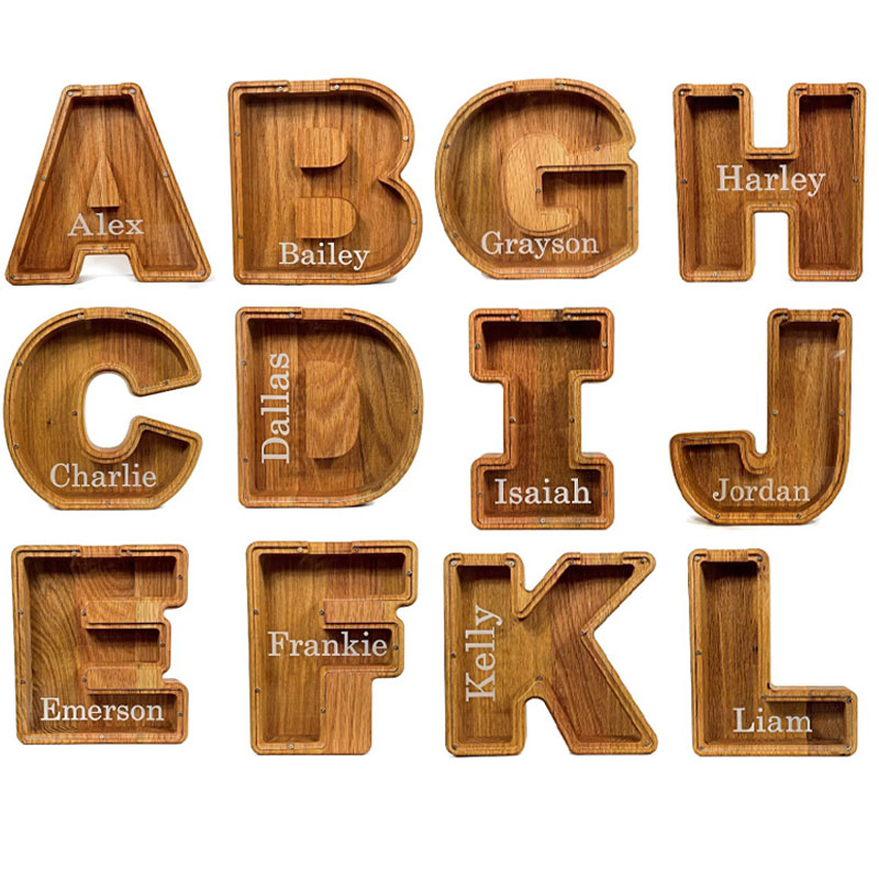 Personalized Letter  Piggy Bank, Wood Gift For Kids