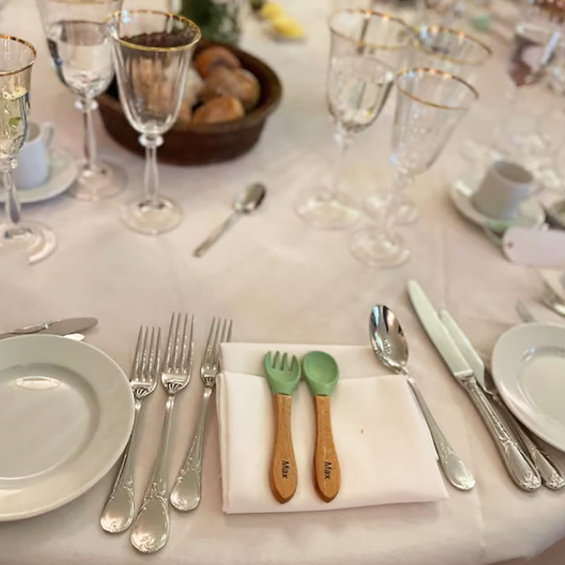 Personalised Silicone Cutlery Fork and Spoon Set Baby Gift