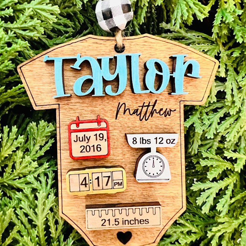 Personalized New Baby Keepsake Ornament Baby Stats Ornament