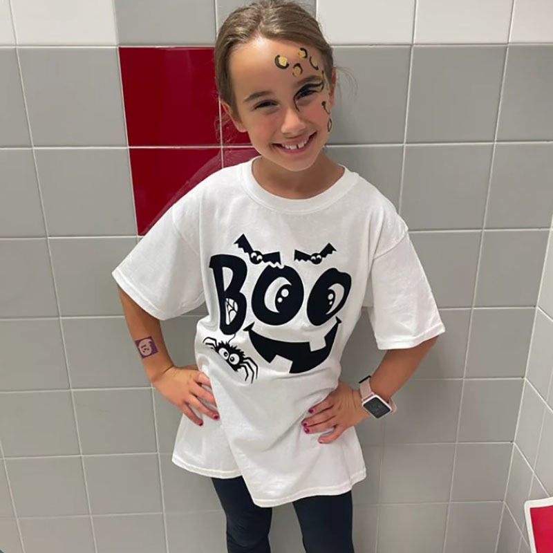 Kids Halloween Pumpkin Face Spider Shirt For Halloween