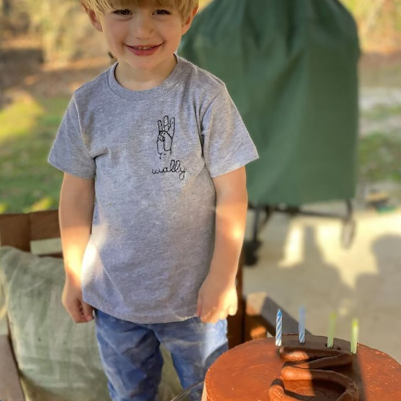 This Many Happy Birthday Tee Embroidery Shirt Custom Handmade Hand Holding Up Fingers