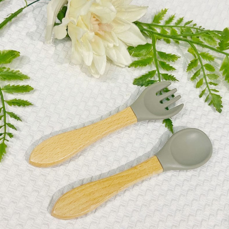 Personalised Silicone Cutlery Fork and Spoon Set Baby Gift