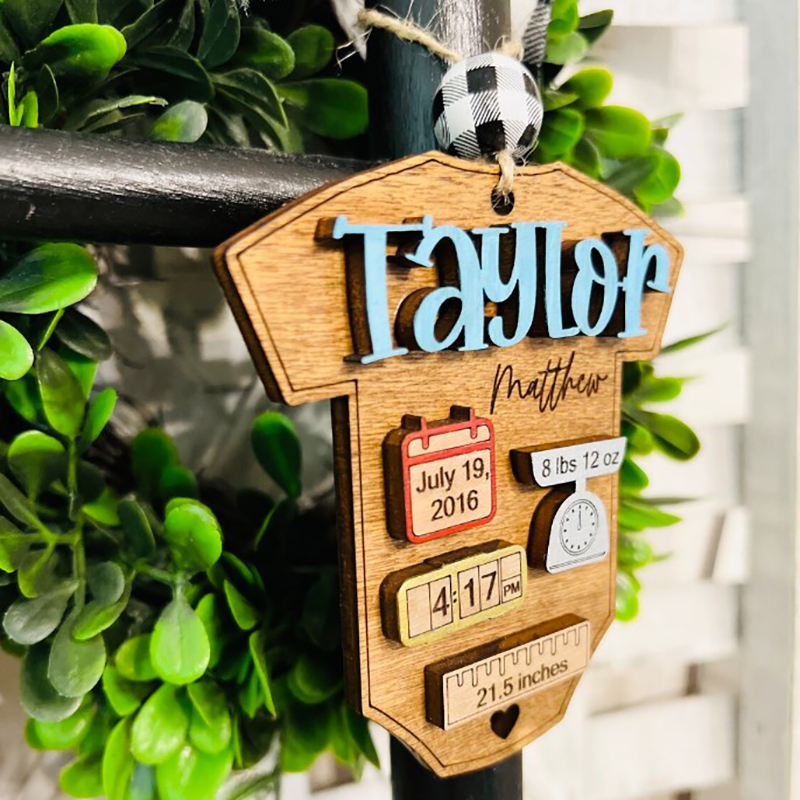 Personalized New Baby Keepsake Ornament Baby Stats Ornament