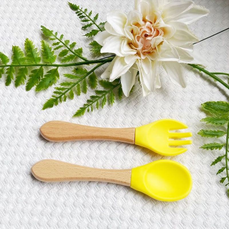 Personalised Silicone Cutlery Fork and Spoon Set Baby Gift
