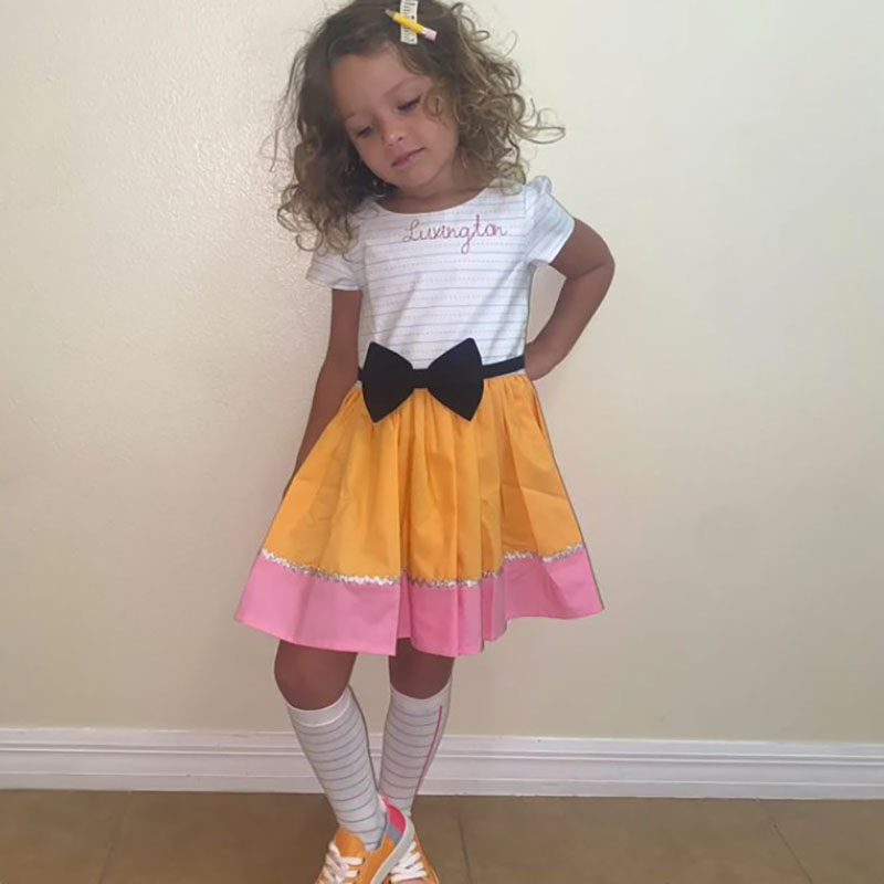 Personalized Girls Pencil Dress Girls First Day of School Dress