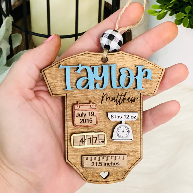 Personalized New Baby Keepsake Ornament Baby Stats Ornament