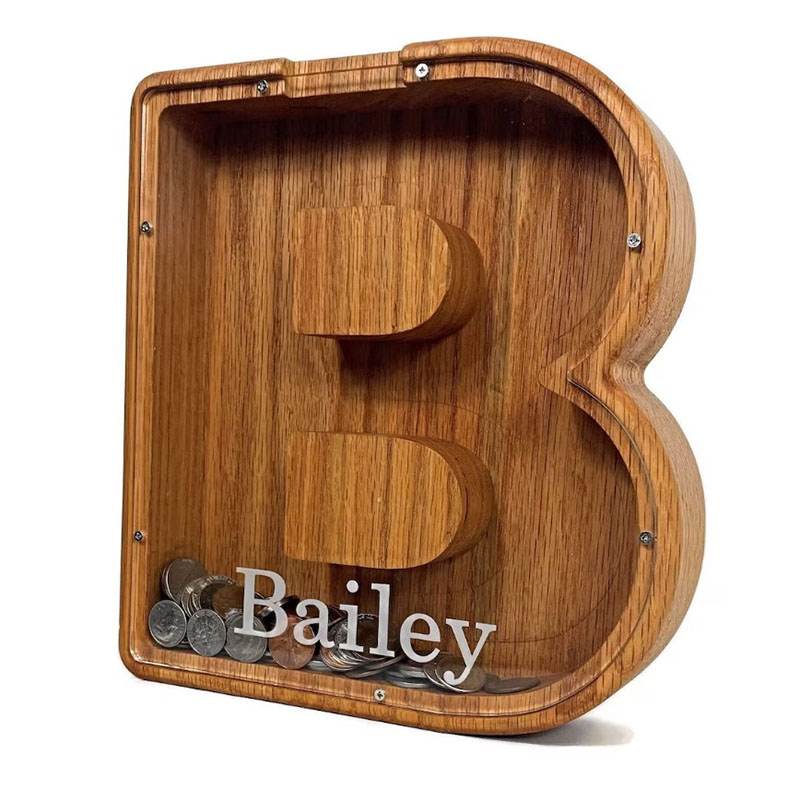 Personalized Letter  Piggy Bank, Wood Gift For Kids