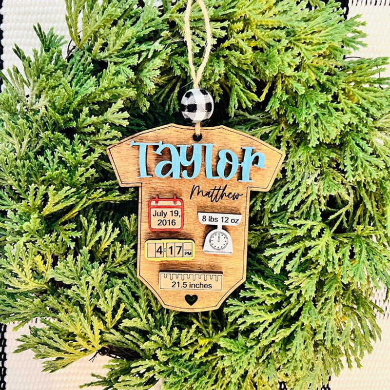 Personalized New Baby Keepsake Ornament Baby Stats Ornament