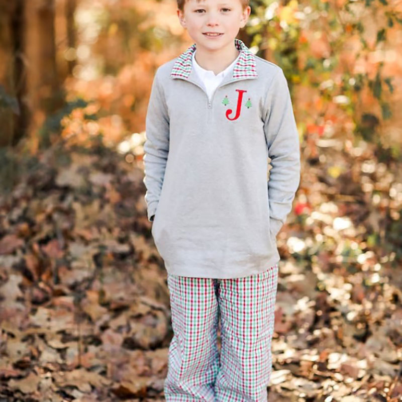Monogram Christmas Sweatshirt for Baby Toddler Kids Girls Boys Sibling Matching Pullover