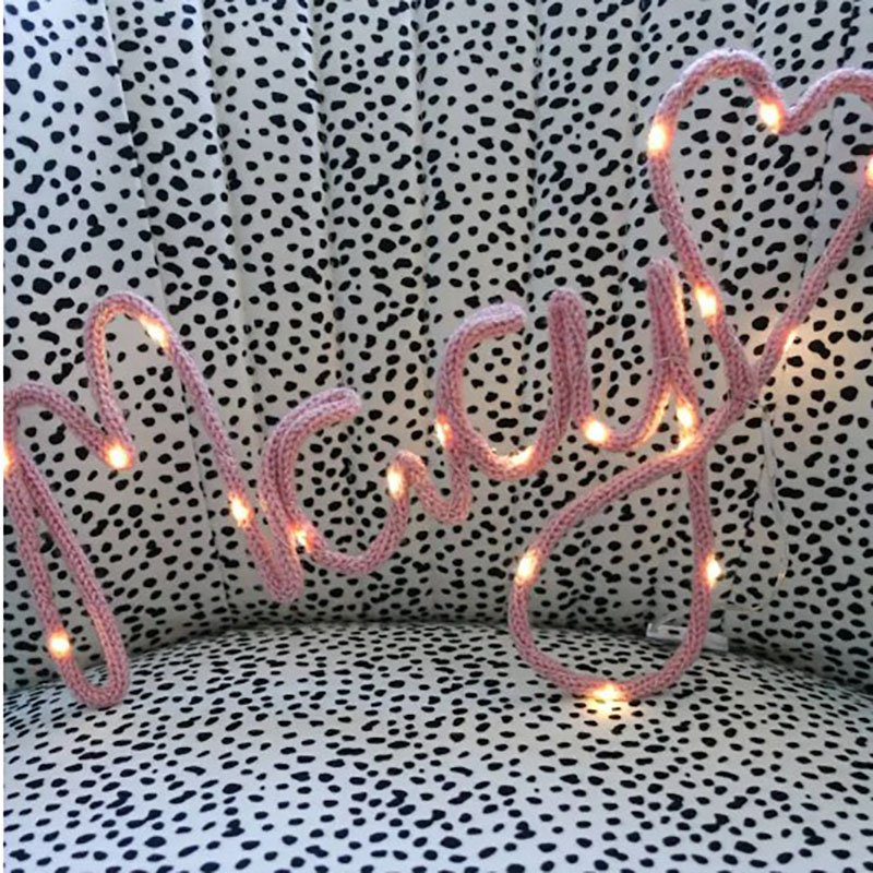 Knitted Name Light Handmade Fairy Lights Name Light Decoration
