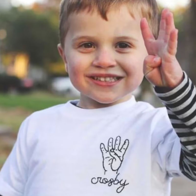 This Many Happy Birthday Tee Embroidery Shirt Custom Handmade Hand Holding Up Fingers