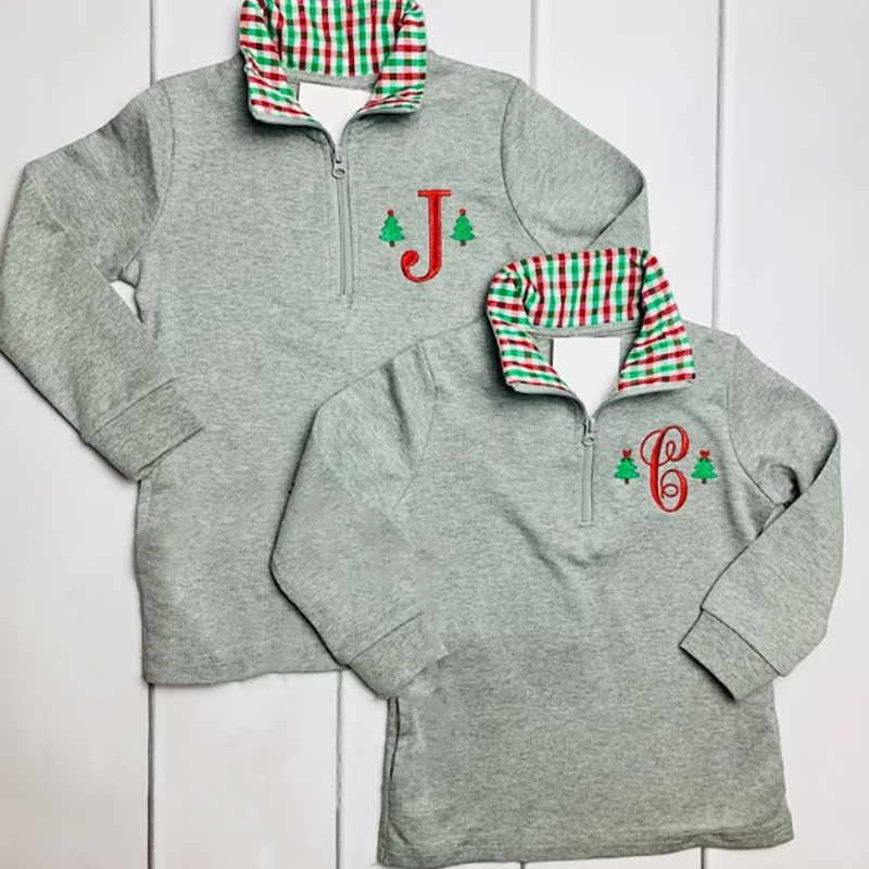 Monogram Christmas Sweatshirt for Baby Toddler Kids Girls Boys Sibling Matching Pullover