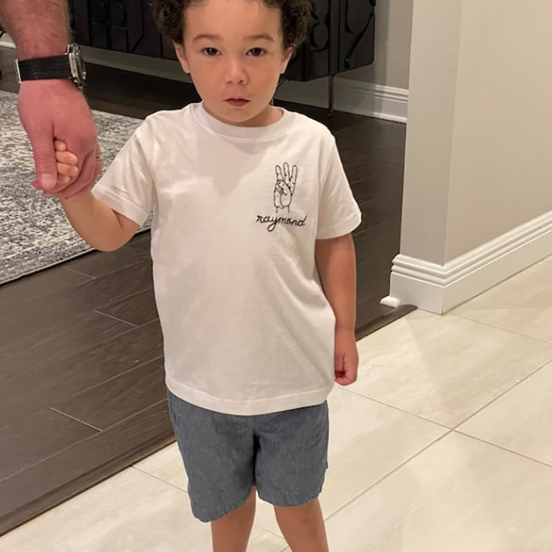 This Many Happy Birthday Tee Embroidery Shirt Custom Handmade Hand Holding Up Fingers