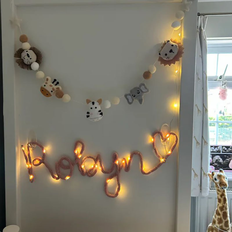 Knitted Name Light Handmade Fairy Lights Name Light Decoration