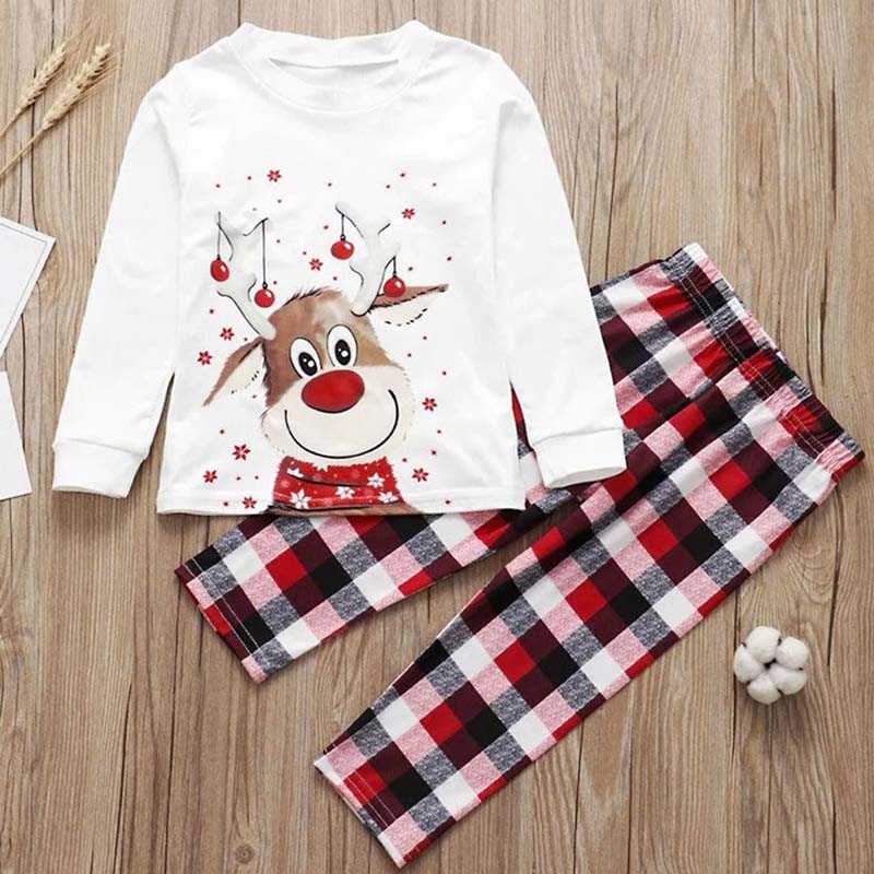 [Kid Pajamas]Personalised Christmas Red Nose Reindeer Kids Pajamas Kidclothe