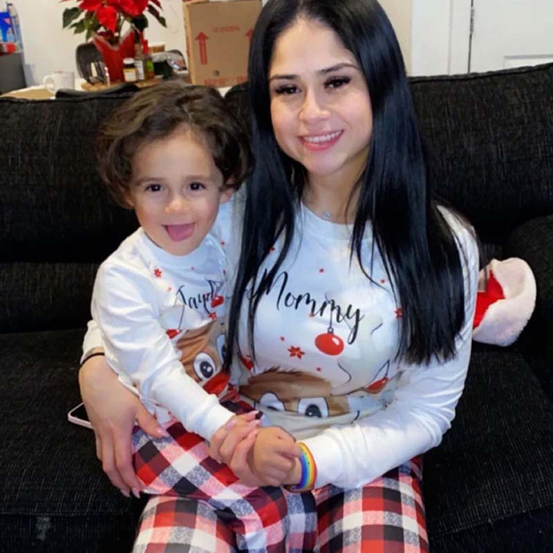 [Adult Pajamas]Personalised Christmas Red Nose Reindeer Papa Mama Pajamas Matching